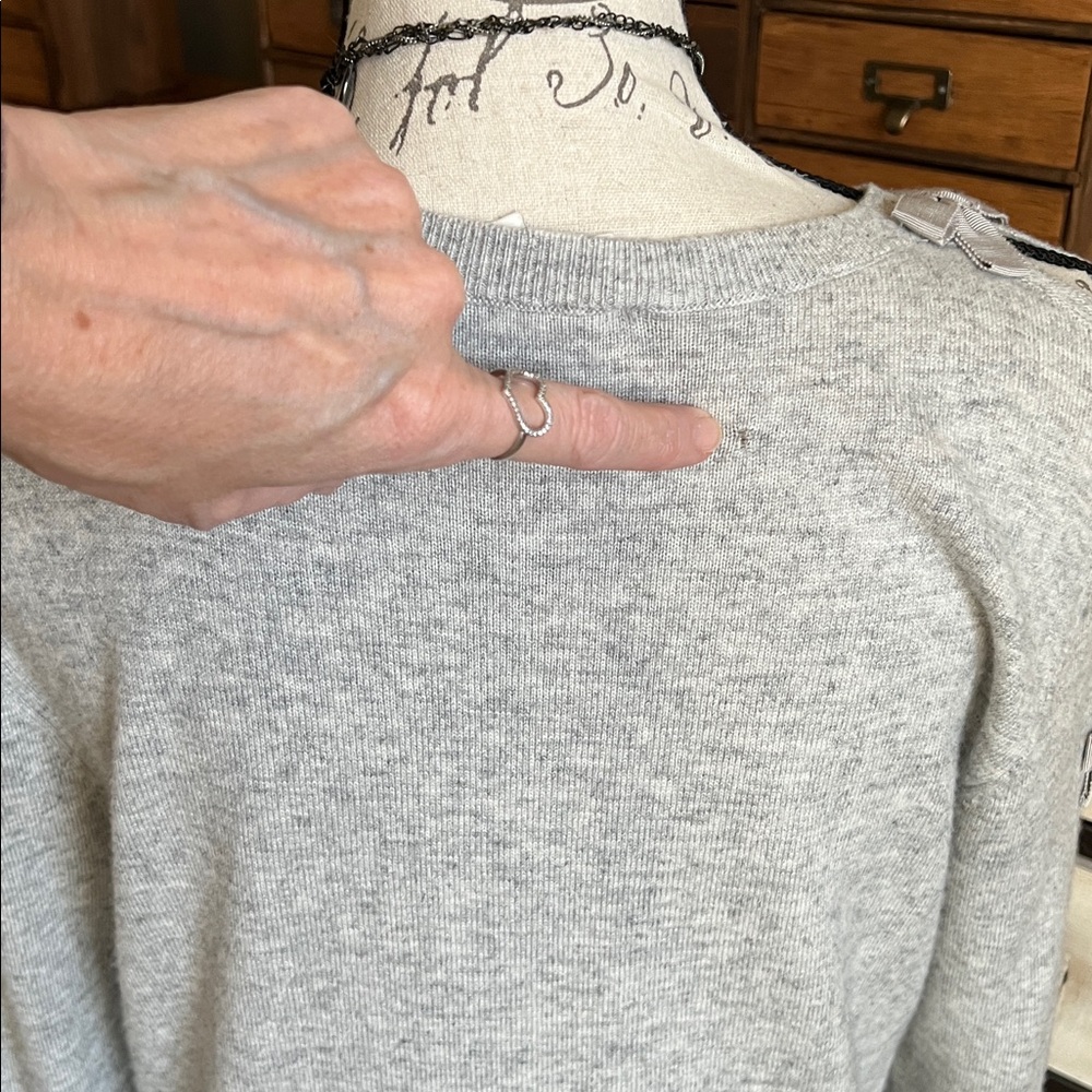 Ted Baker Light Gray Sweater with Bow Sleeve Detail - Picture 5 of 10